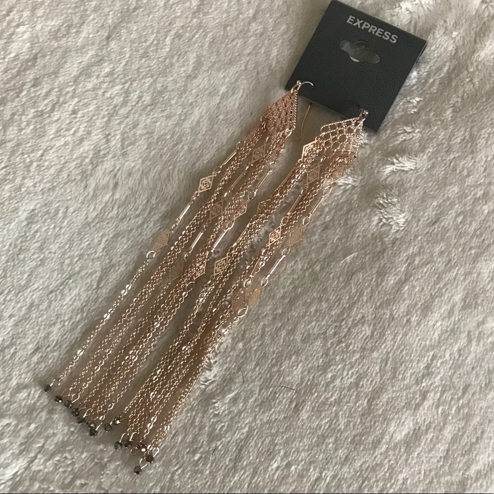 Long rose gold earrings